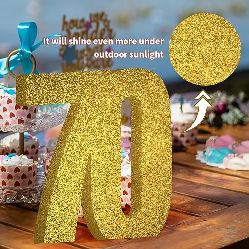 Miniatura 3 de Decoraciones de 70 cumpleaños para hombres y mujeres, decoraciones de 70 aniversario, centros de mesa de fiesta de cumpleaños 70 con purpurina