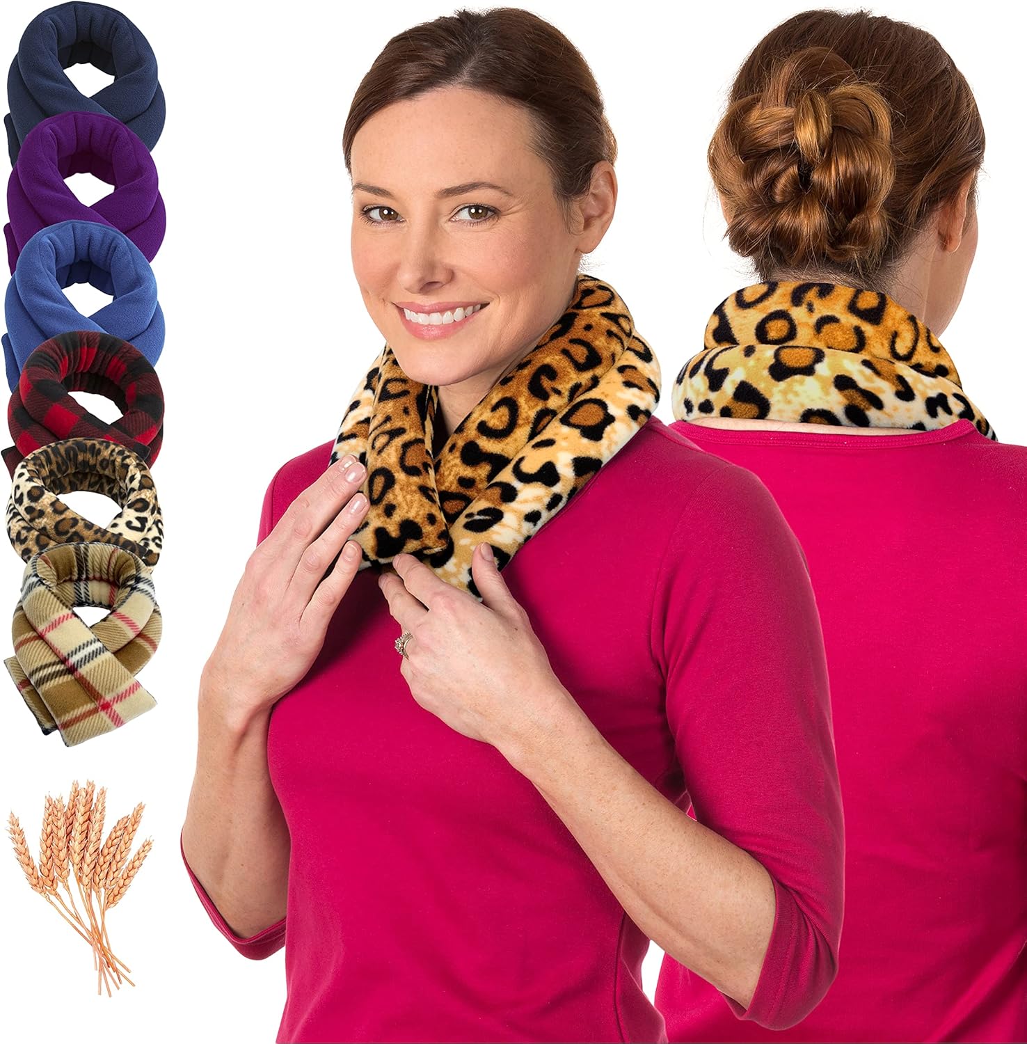 SunnyBay Heated Pillow Shoulders & Neck Wrap – Microwavable & Freezer-Safe Wheat-Filled Heating Pad Helps Relieve Tight, Sore Muscles, Leopard : Health & Household