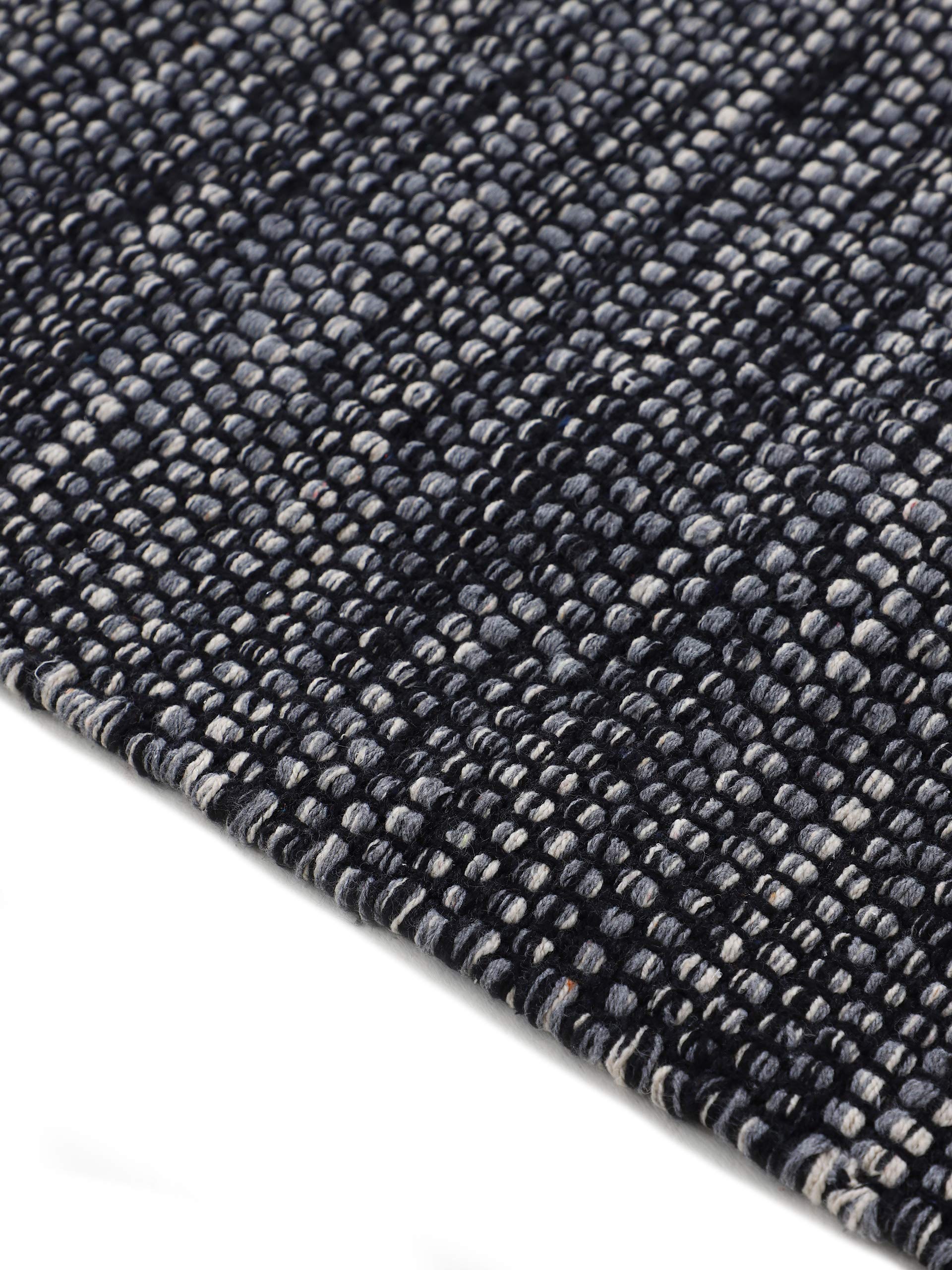 carpetfine Baumwollteppich Kelim Mia Läufer Schwarz 75x240 cm | Moderner Teppich für Wohn- und Schlafzimmer