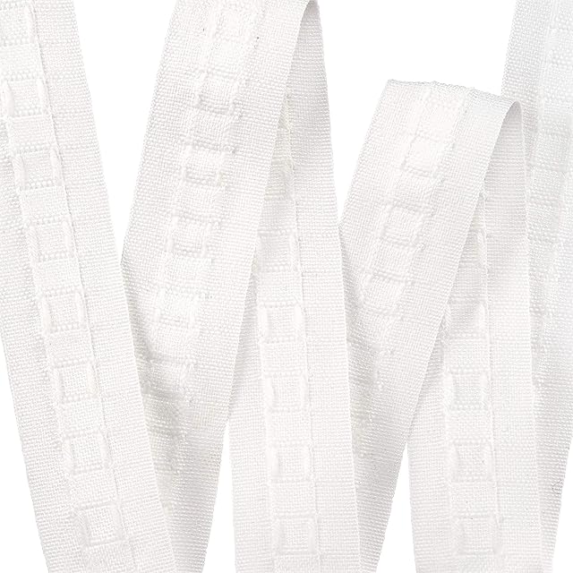 The Bead Shop 25mm 1 inch White Pencil Pleat Curtain Header Tape 10 Meters, Detachable Curtain