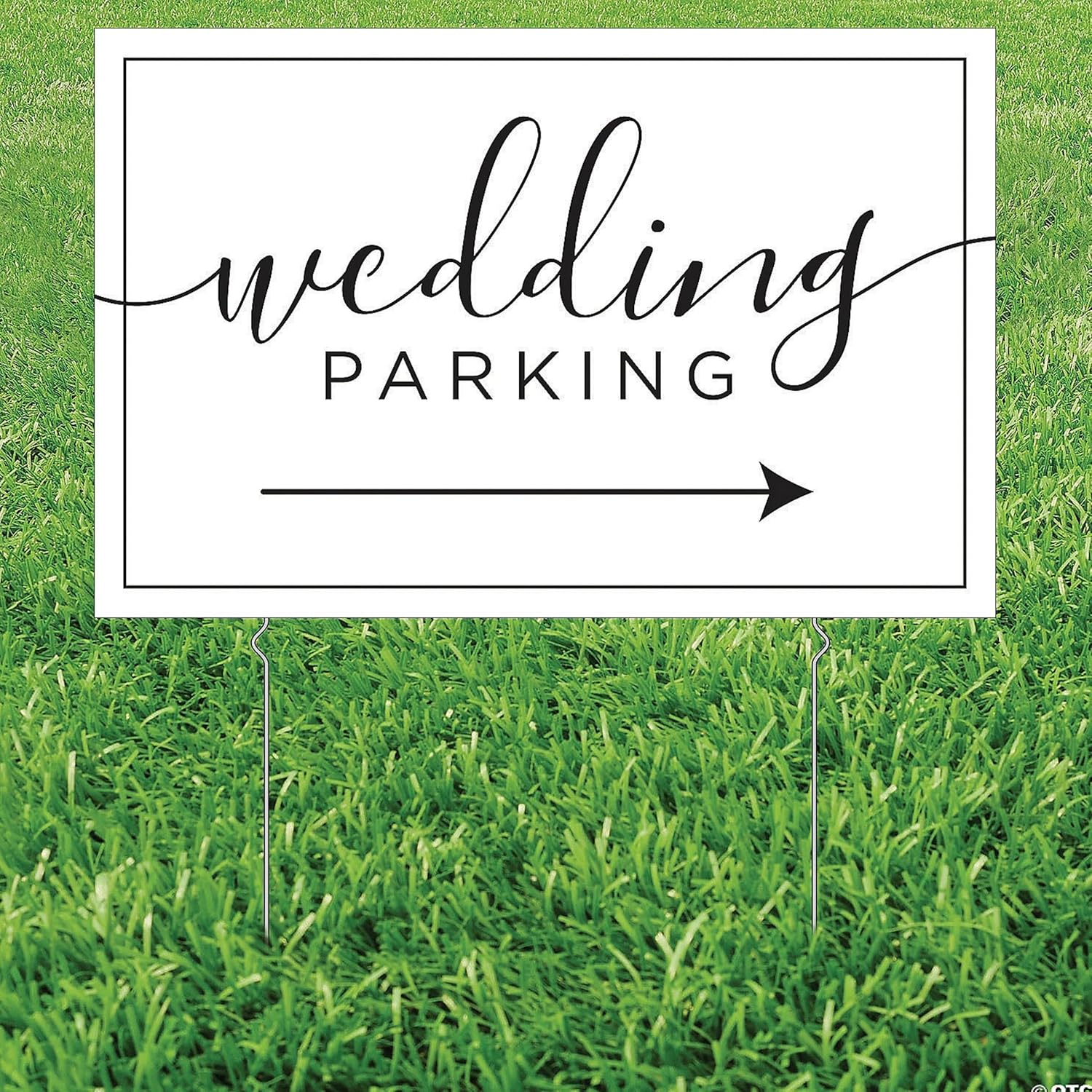 Fun Express Wedding Signs for Outside - Wedding Parking Yard Sign with Stakes for Outdoor Wedding Decorations | Directional Arrow Signs for Event Parking | Wedding Signage Decor for Ceremony & Reception