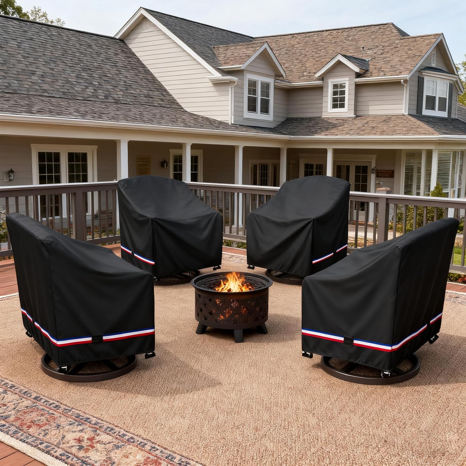 Patio Chair Covers Waterproof Swivel Outdoor Chair Cover, 33W x 35D x 36H Inches Patio Furniture Covers 4 Pack (Black)