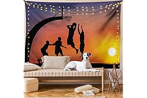 Ambesonne Teen Room Tapestry: Basketball on Sunset Horizon