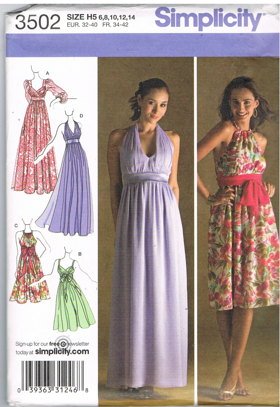 Simplicity 3502 robe de soirée longue ou mi-longue chic pour cérémonie