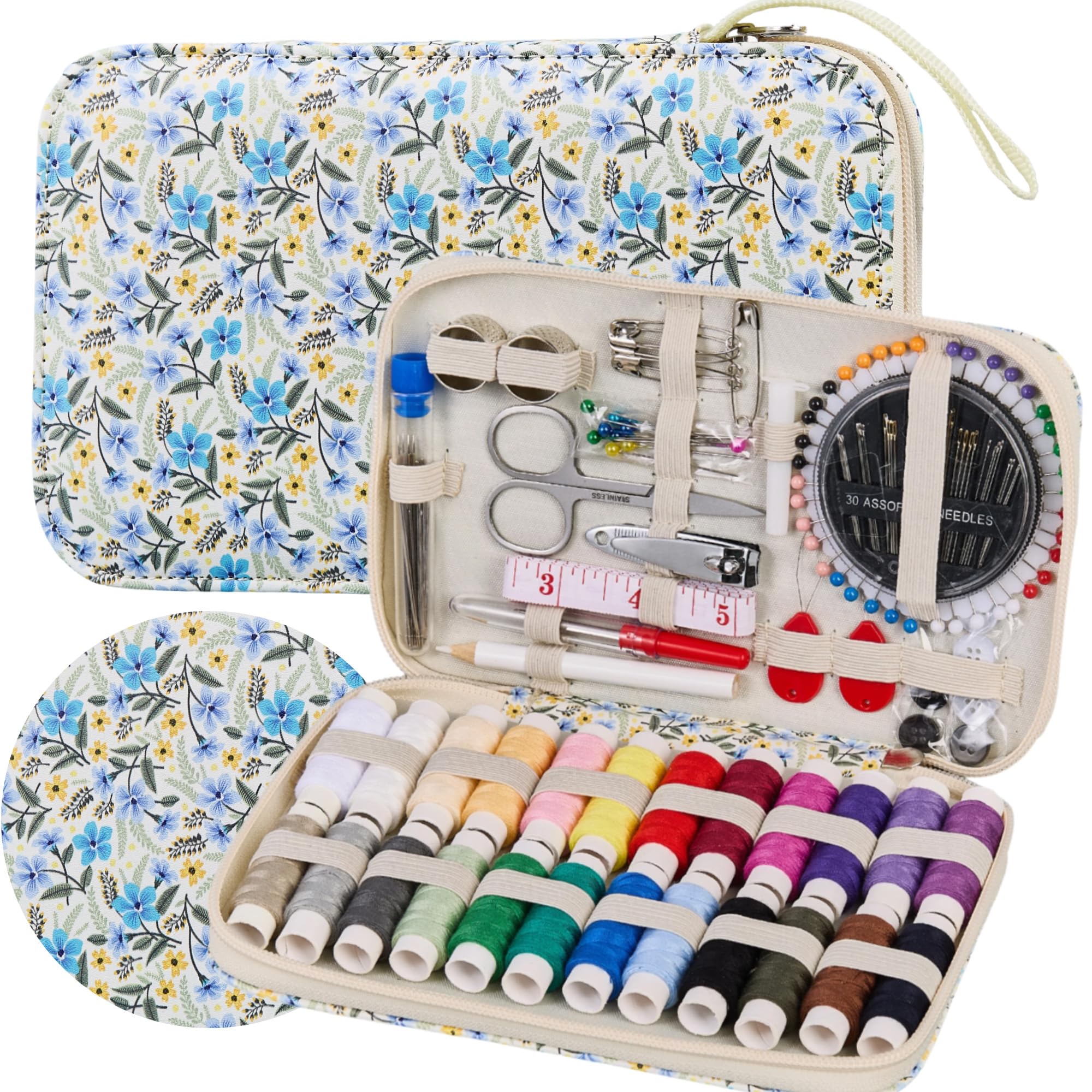 Bobode Botanical Travel Sewing Kit with 24 Sewing Thread