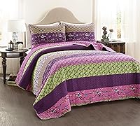 Vista 12 de Lush Decor Royal Empire - Juego de funda de edredón reversible de algodón, juego de 3 piezas Full/Queen, mandarina - Juego de ropa de cama a rayas