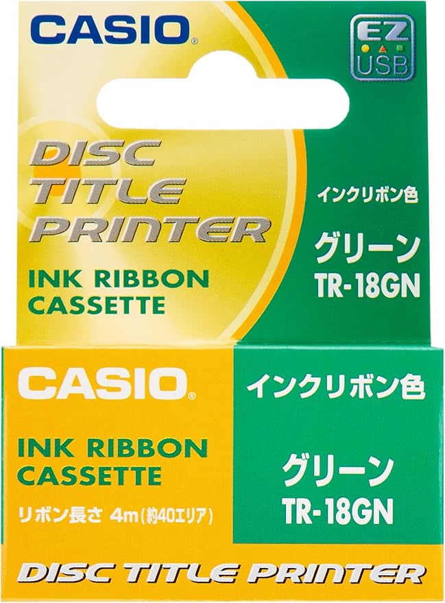 Casio TR18GN Disc Title Printer Ink Ribbon Green Office Products