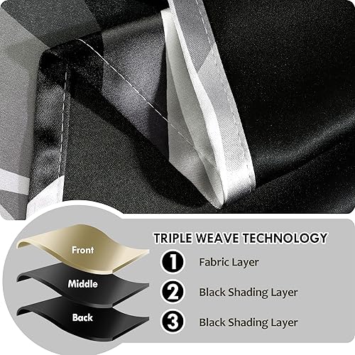 Miniatura 5 de weesire Cortinas opacas modernas a rayas negras y grises, decorativas, 100% bloqueo de luz, con ojales, para sala de estar, villa, dormitorio, juego