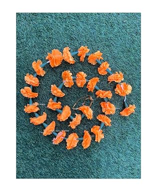 SPHINX Re-usable Traditional Artificial marigold flowers fabric garlands for Festive Pooja Wedding Housewarming Diwali Decorations (Approx 5.5 ft) - (Orange (36FG), 2 Pieces)