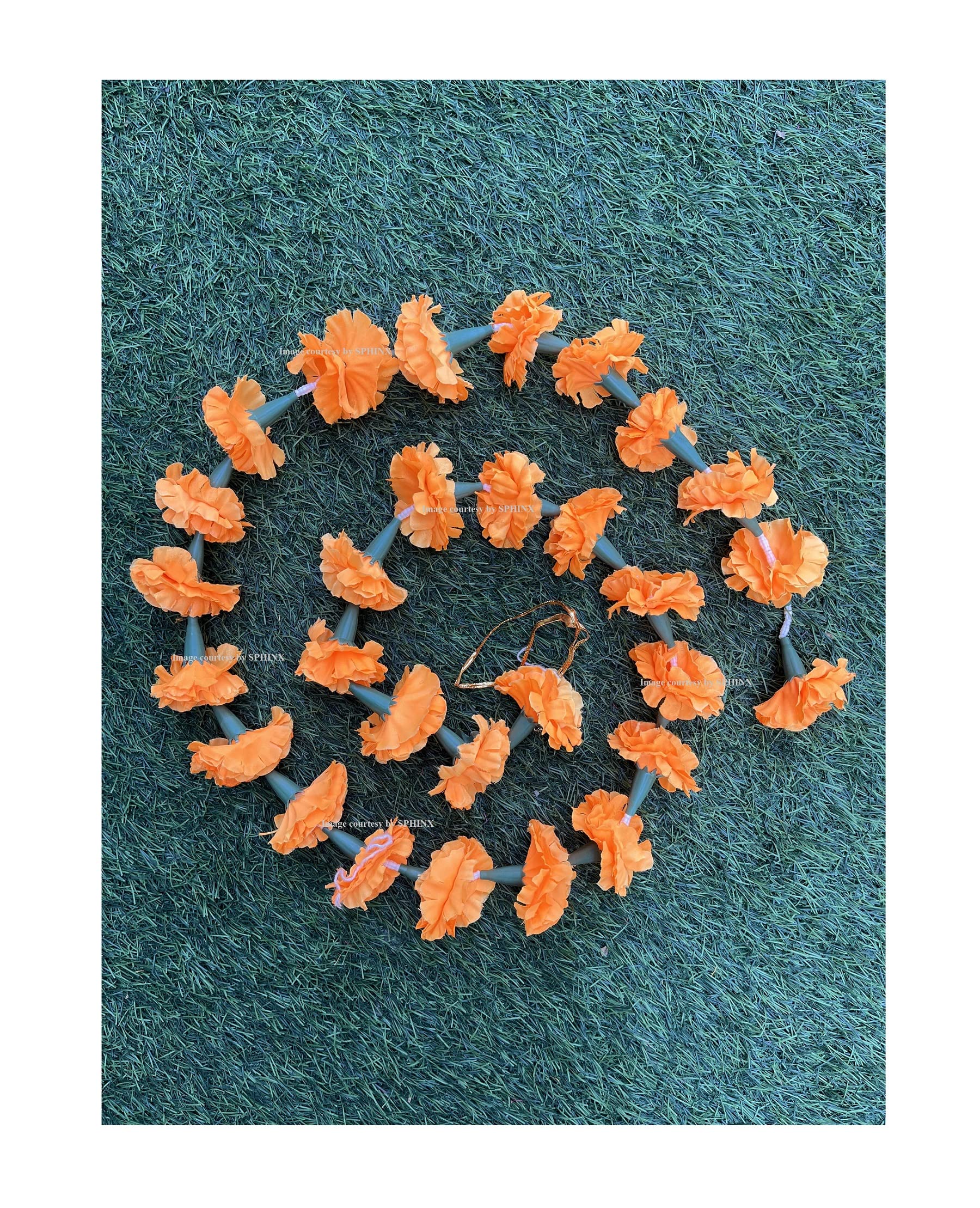 SPHINX Re-usable Traditional Artificial marigold flowers fabric garlands for Festive Pooja Wedding Housewarming Diwali Decorations (Approx 5.5 ft) - (Orange (36FG), 1 Piece)