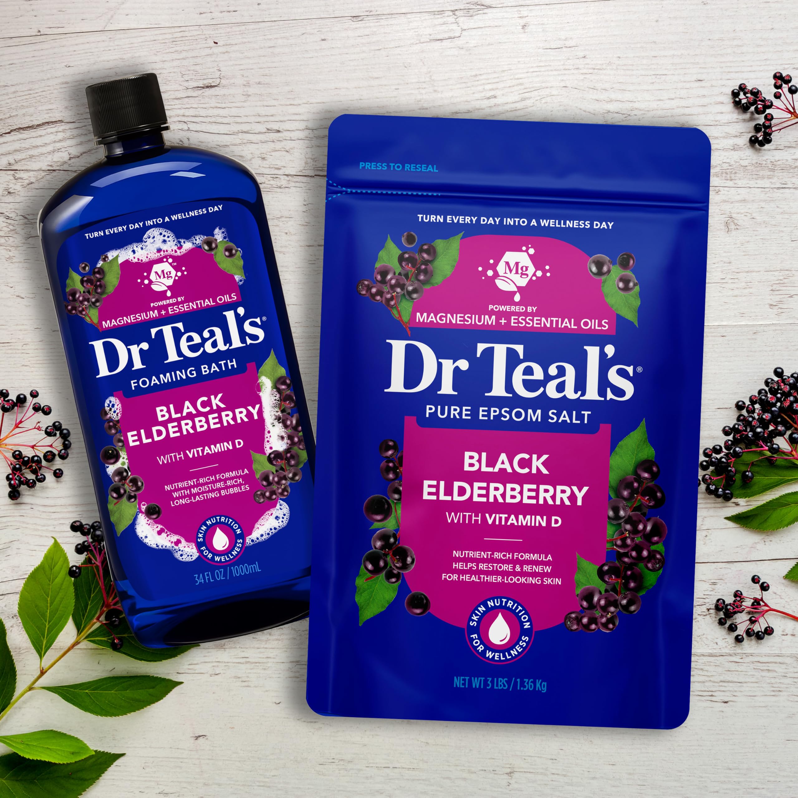 Dr Teal's Foaming Bath with Pure Epsom Salt, Elderberry Scent