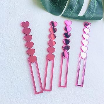 CHENRUI 20 Pcs Heart Acrylic Mirror Cakesicle Sticks, Cute Valentine Birthday Baby Shower Popsicle Sticks Pink Mirror