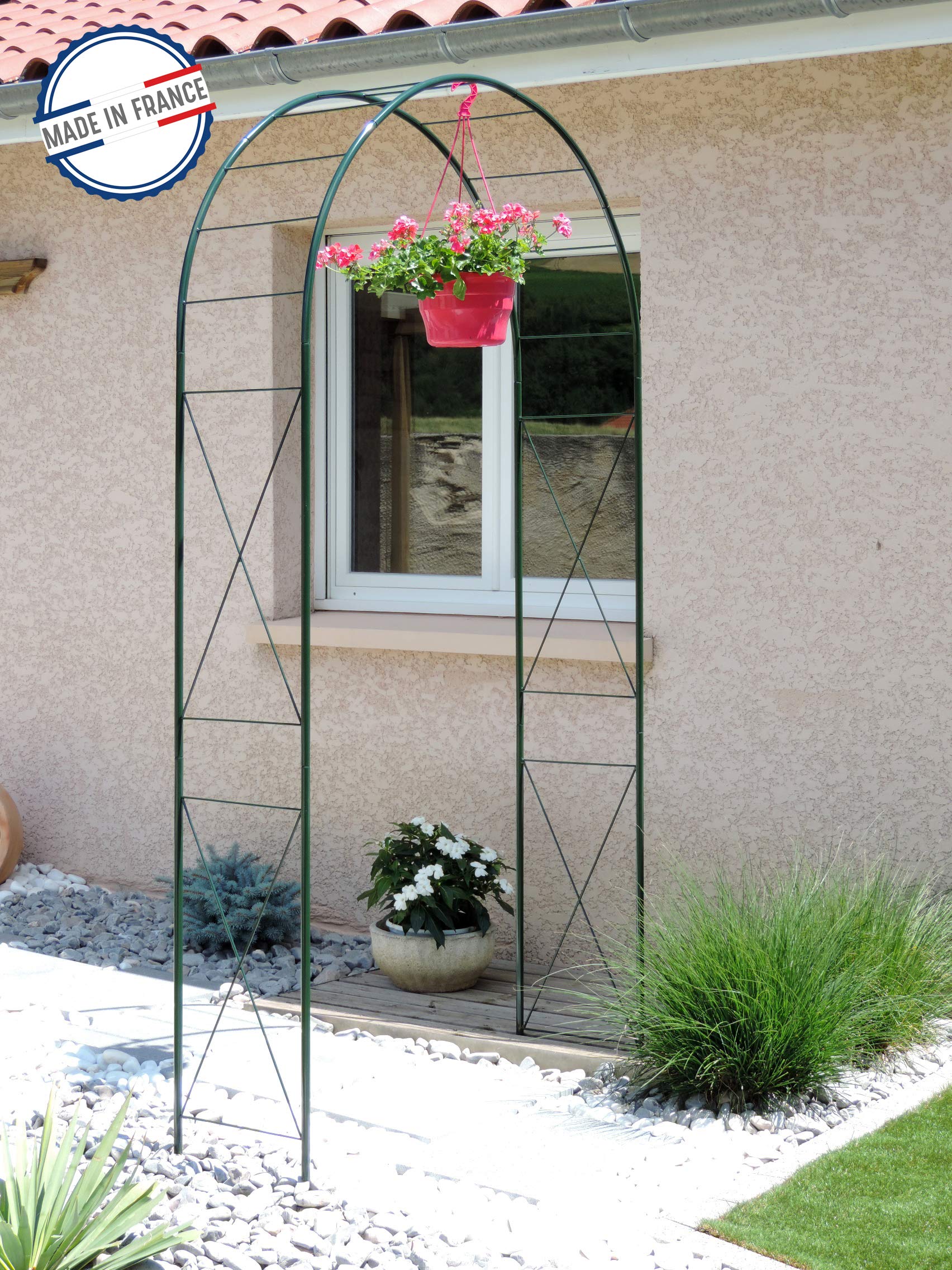 Louis Moulin Arche Tube Rond 20 Losange 130x40x250 cm - Vert Sapin - Made in France
