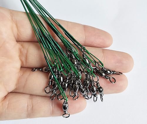 Miniatura 3 de 60 líderes de alambre de pesca con revestimiento de nailon, cables giratorios y broches de presión de 6 pulgadas, 9 pulgadas, 12 pulgadas