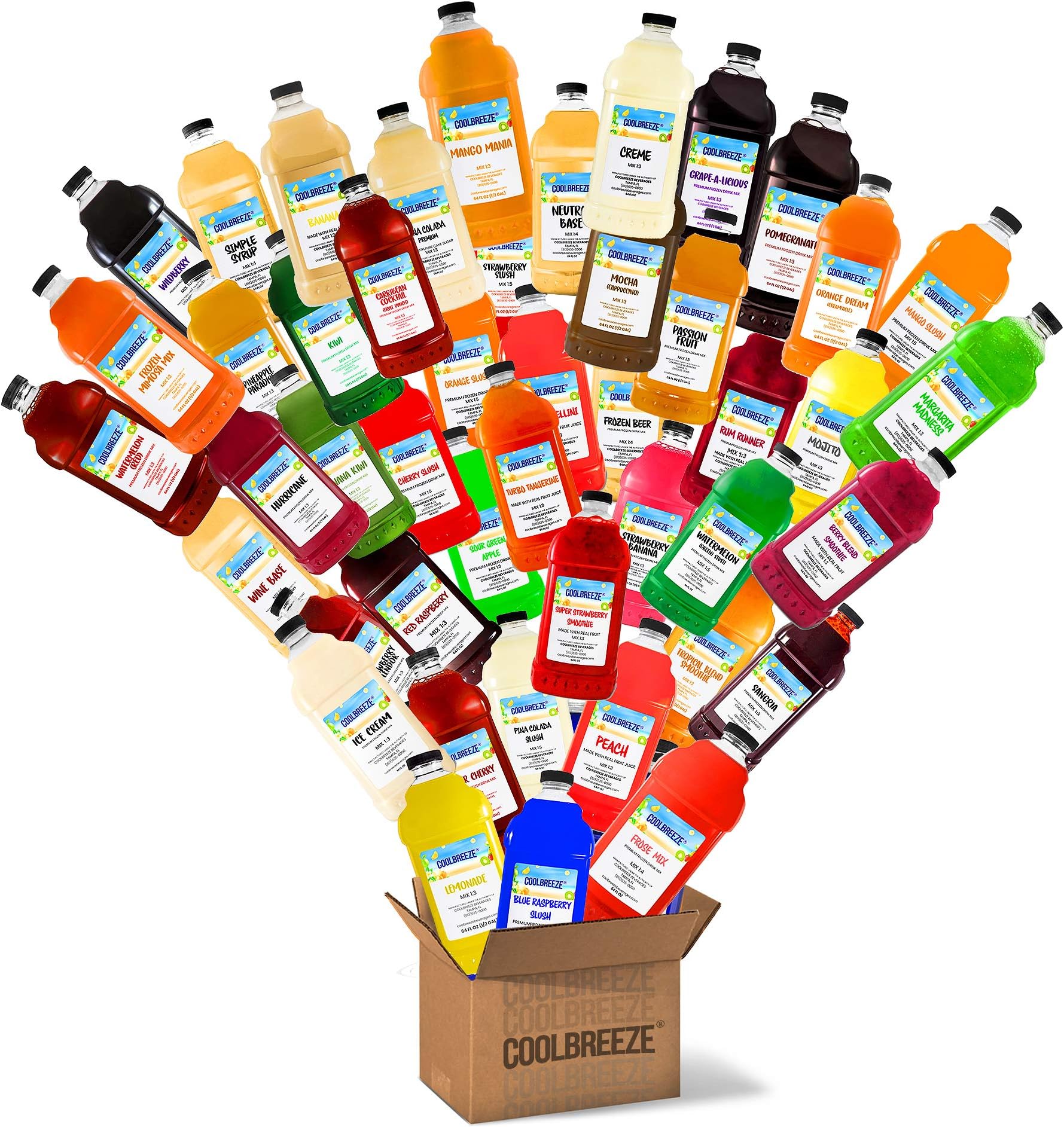 - Beverages Frozen Slushy Flavor Syrups Pick Six Mix & Match / 50+ Flavors Frozen Drink Machine Mix, Smoothie Blends, Granita Slush, Snowcone Flavor Syrups - Pick 6 Bottles