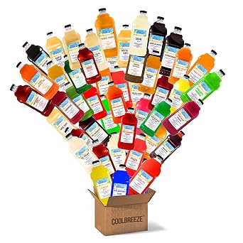 Coolbreeze Frozen Drink Machine Granita Slush Mix - Pick 4 Assorted Flavors - 4 Count, 4 Pieces, 4 Bottles - Smoothie Blends, Margarita Mix, Snowcone Syrups - Shelf Stable, Ready To Use