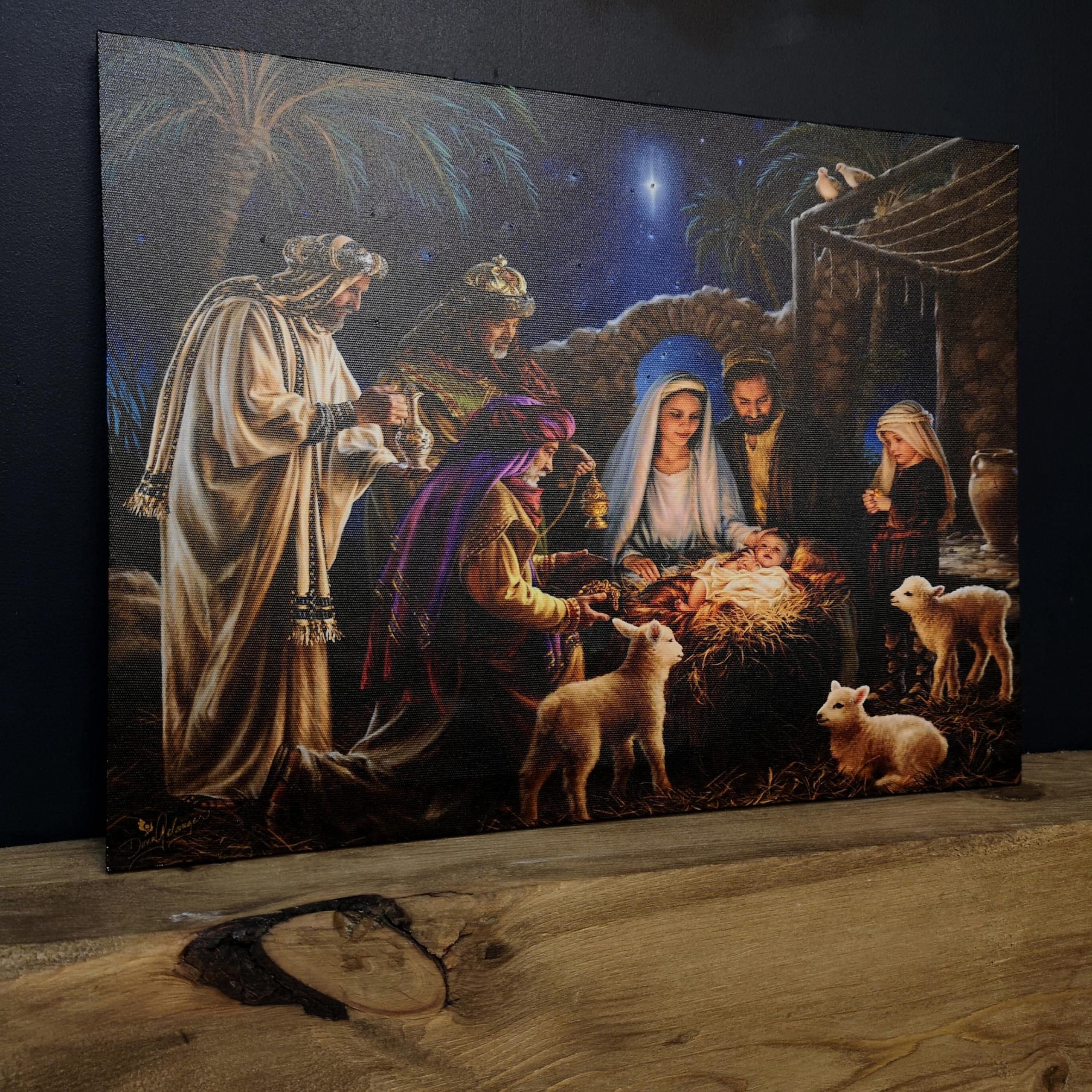 Samuel ALEXANDER 40cm x 30cm Premier Nativity Scene Fibre Optic Wall Canvas Picture