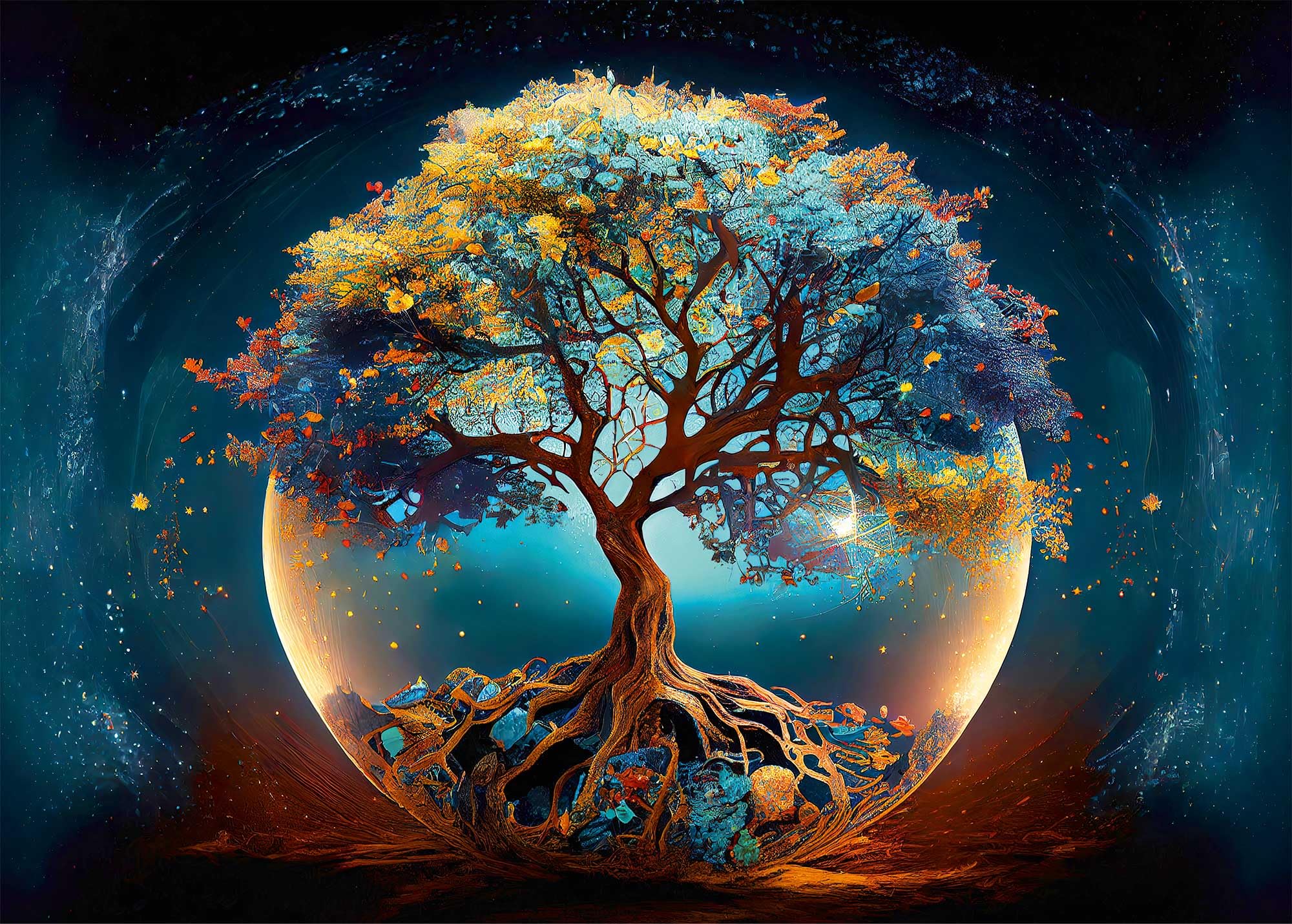 Ulmer Puzzleschmiede - Puzzle 2000 pièces « Arbre de vie mythique » - Motif de puzzle spirituel avec l’arbre de vie comme symbole de force, santé et immortalité