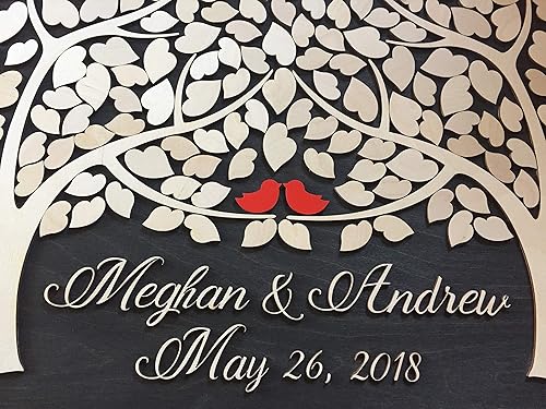 Miniatura 2 de LOVE NILE - Libro de invitados de boda 3D, madera alternativa, dos familias se convierten en un único árbol de boda, libro de invitados de madera,