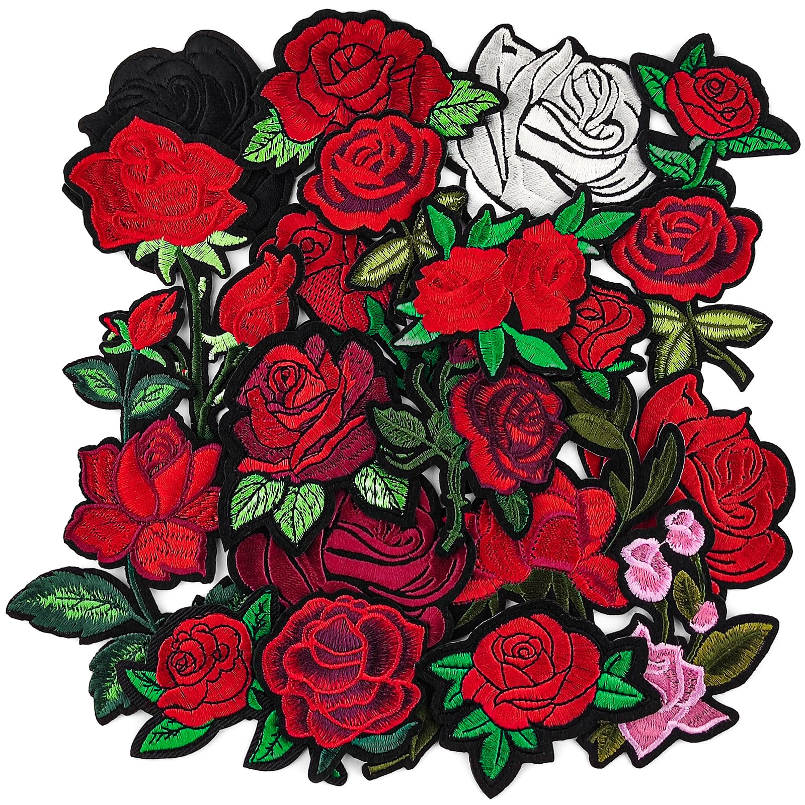 Amazon.com: 20pcs Rose Iron on Patches Flower Embroidery Patches