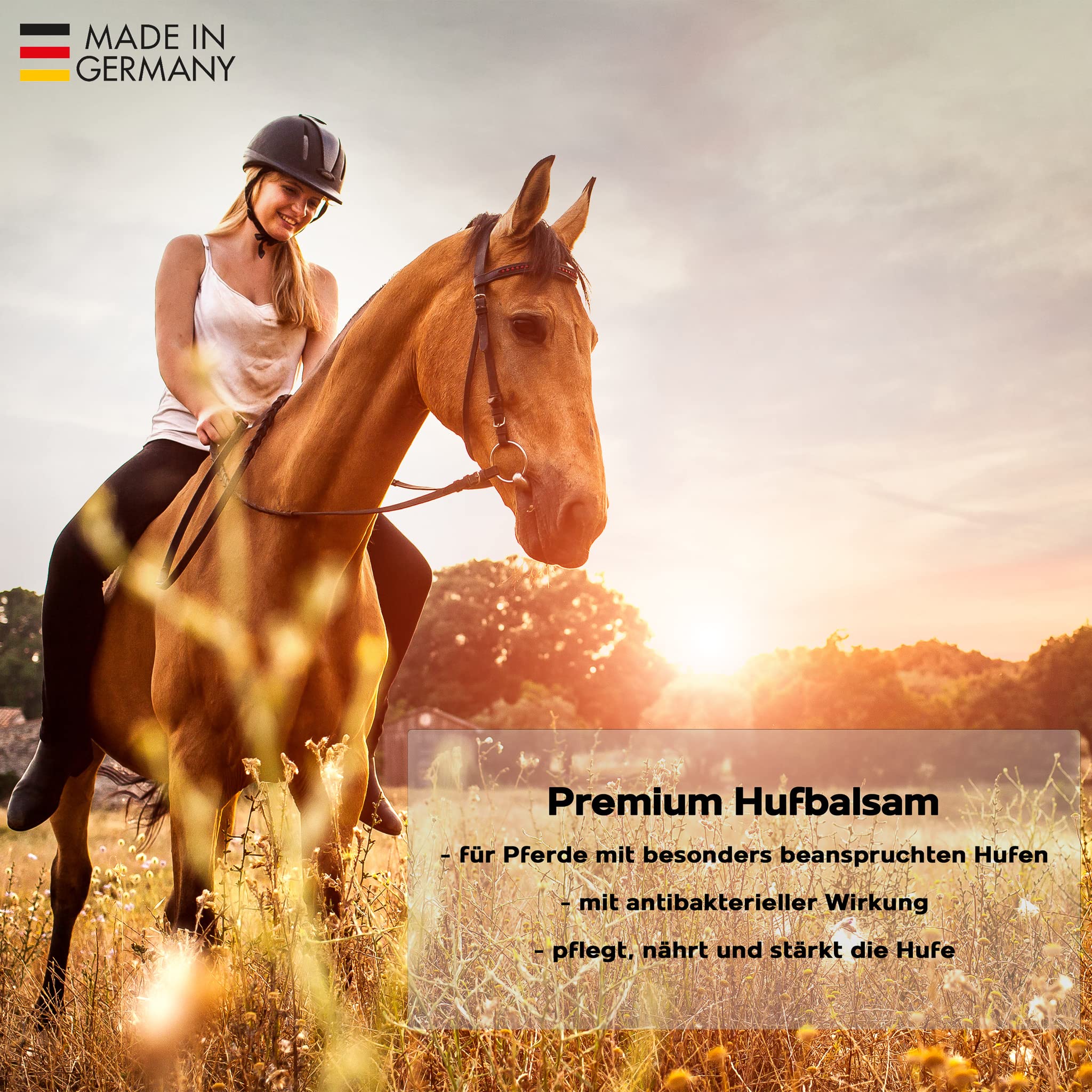 Premium Hufbalsam für Pferde, GO! Pferdepflege für gesundes Hufwachstum, Huffett für die tägliche Hufpflege, Hufsalbe & Huffestiger gegen trockene rissige Hufe, Anti-Doping (1000ml)