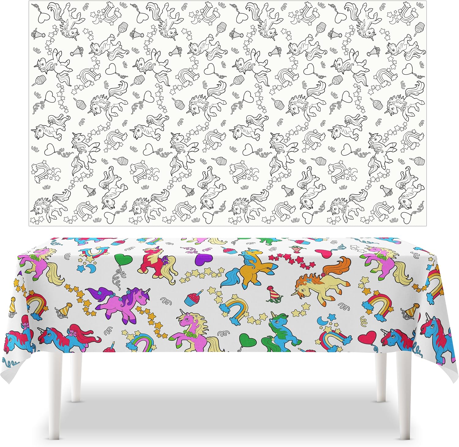 Prestee Unicorn Plastic Tablecloths (2 Pack) Coloring