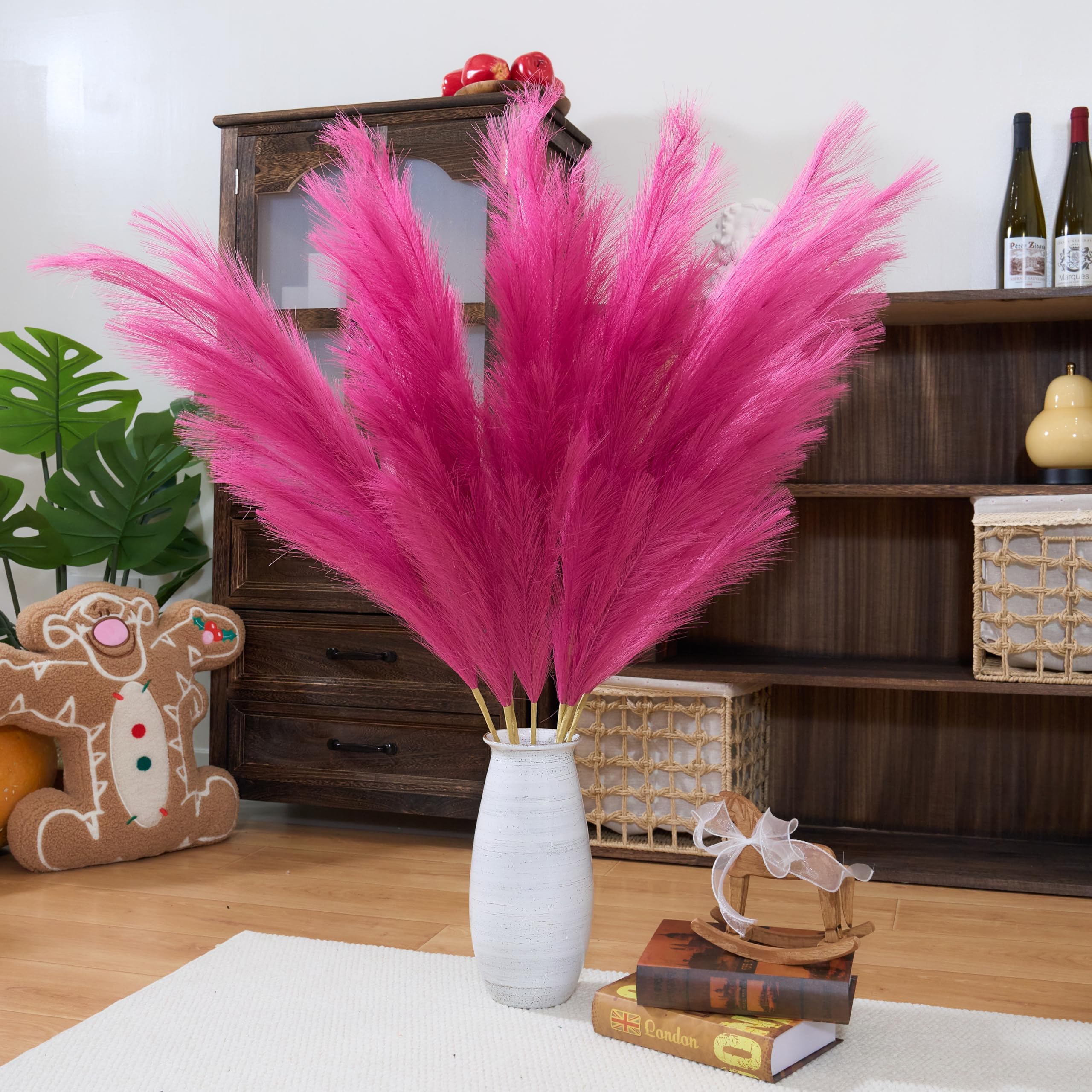 Künstliche Pampasgras, 110 cm, 8 Stück, 110 cm, große flauschige künstliche Pampasgräser, lange künstliche Federblumen, für Boho-Hochzeitsarrangements, Wohnzimmer