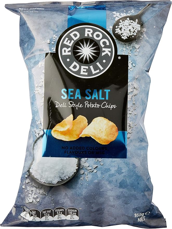 Red Rock Deli Sea Salt Potato Chips, 12 x 165 Grams