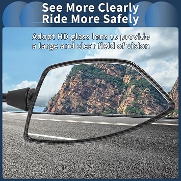 1 Set Motorcycle Rear View Mirrors Universal Plastic Iron Clear Glass Bar End Side Mirrors Mount Black Irregular Trapezium Straight Handle