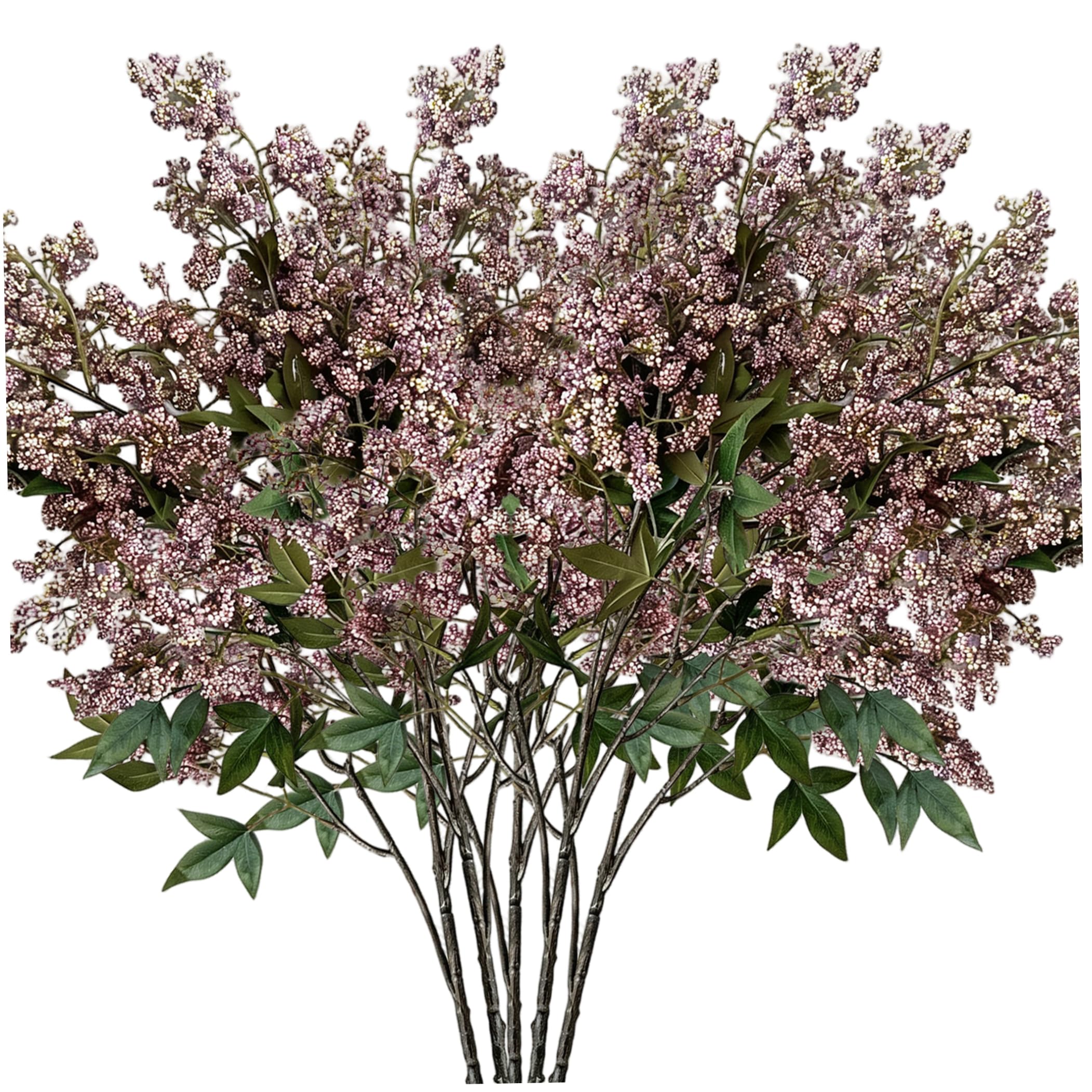 Flores Artificiales para florero, 5 Tallos de Bayas Artificiales, Morado Claro, 17, 7 Pulgadas