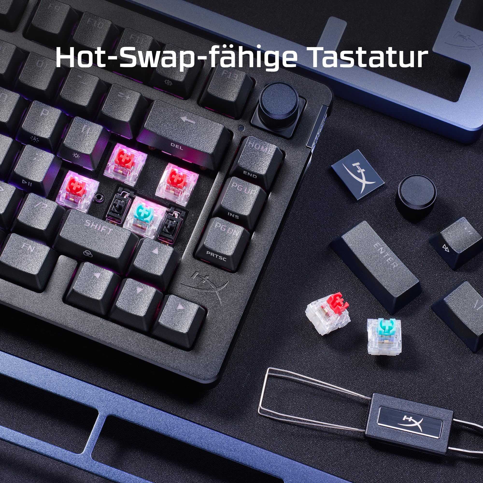 HyperX Alloy Rise 75 - Hot-Swappable Mechanical Gaming Keyboard, PC, Ambient Light Sensor, Gasket Mounted, Linear Switches (deutsches Layout QWERTZ)