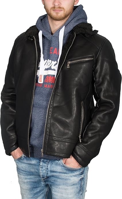 s Fake Leather Jacket Blouson Biker 