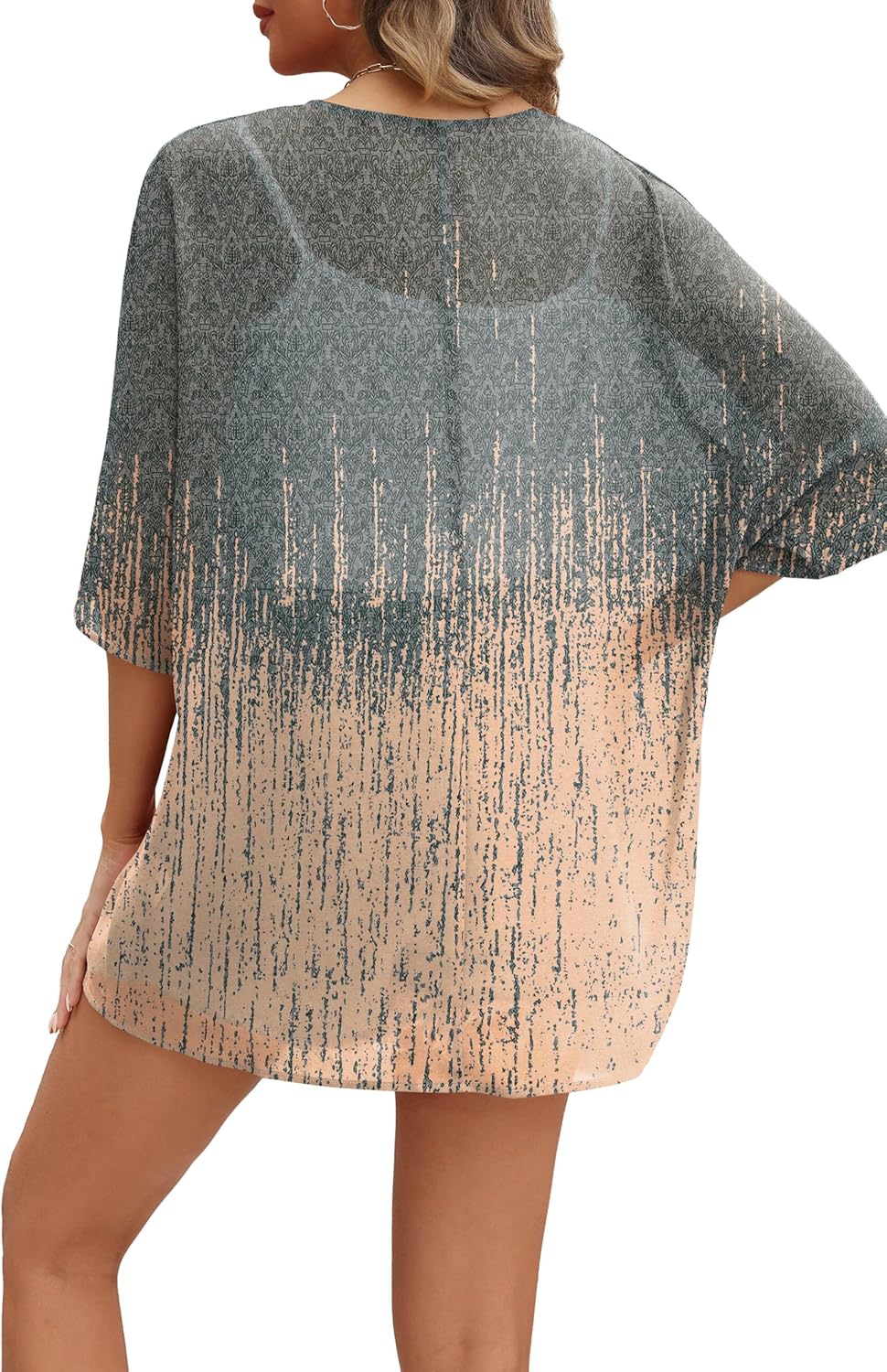 OFEEFAN Beach Cover Ups for Women 3/4 Length Sleeve Womens Tops Summer Cardigan Casual Blouses Loose Fit - Image 4