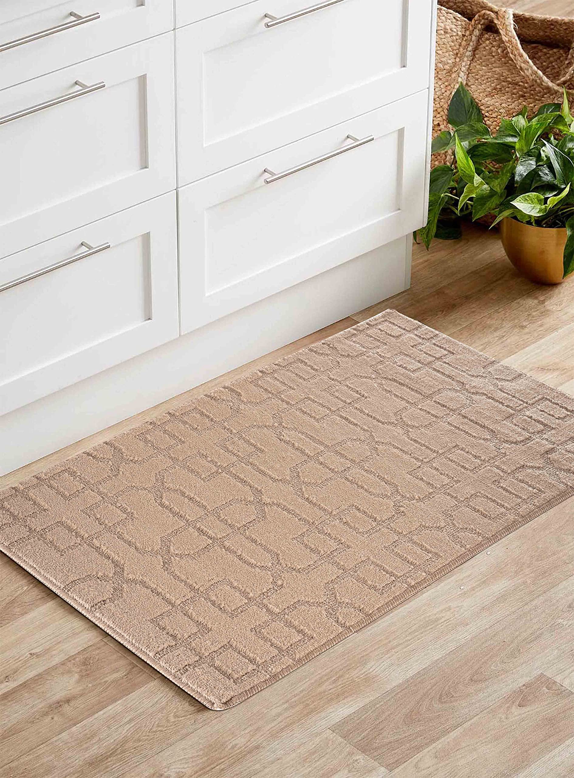 Desire Rugs Doormat - Trellis Design - Machine Washable - Beige - 50 cm x 80 cm