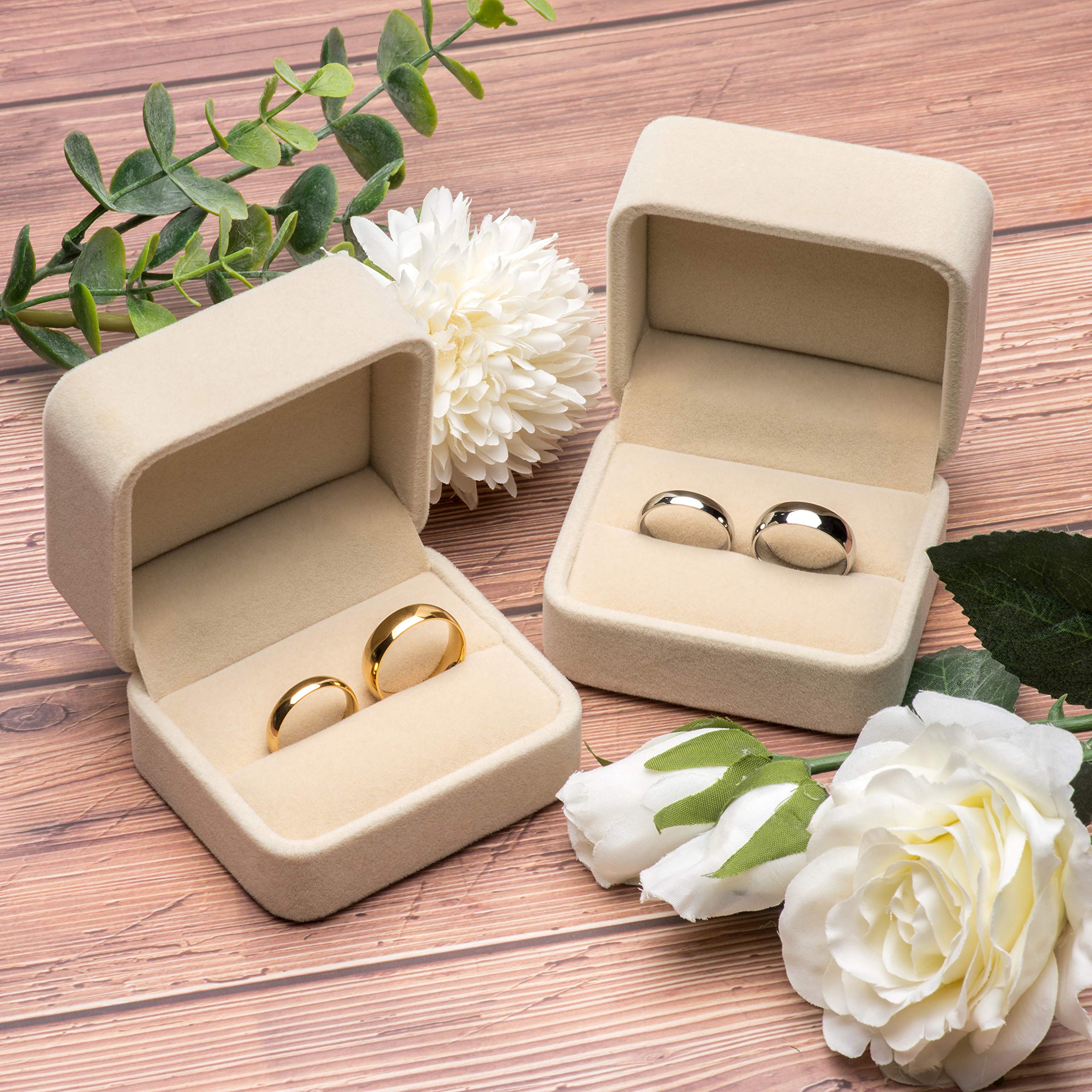 Caja Joyería Terciopelo AMANDELIZABE - 7x7x4cm Para Anillos Y Pendientes | Regalo Boda Compromiso