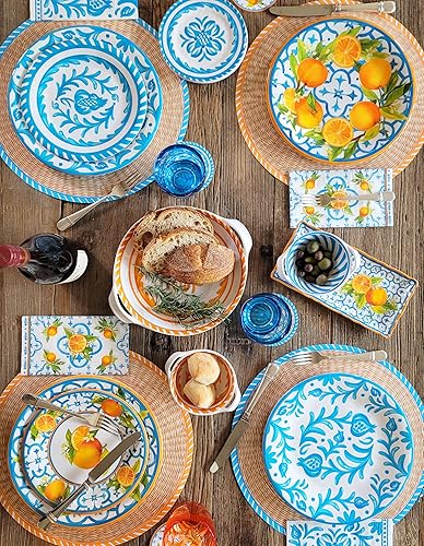 Vista 20 de Le Cadeaux Plato de ensalada de melamina de 9 pulgadas, juego de 4, Palermo