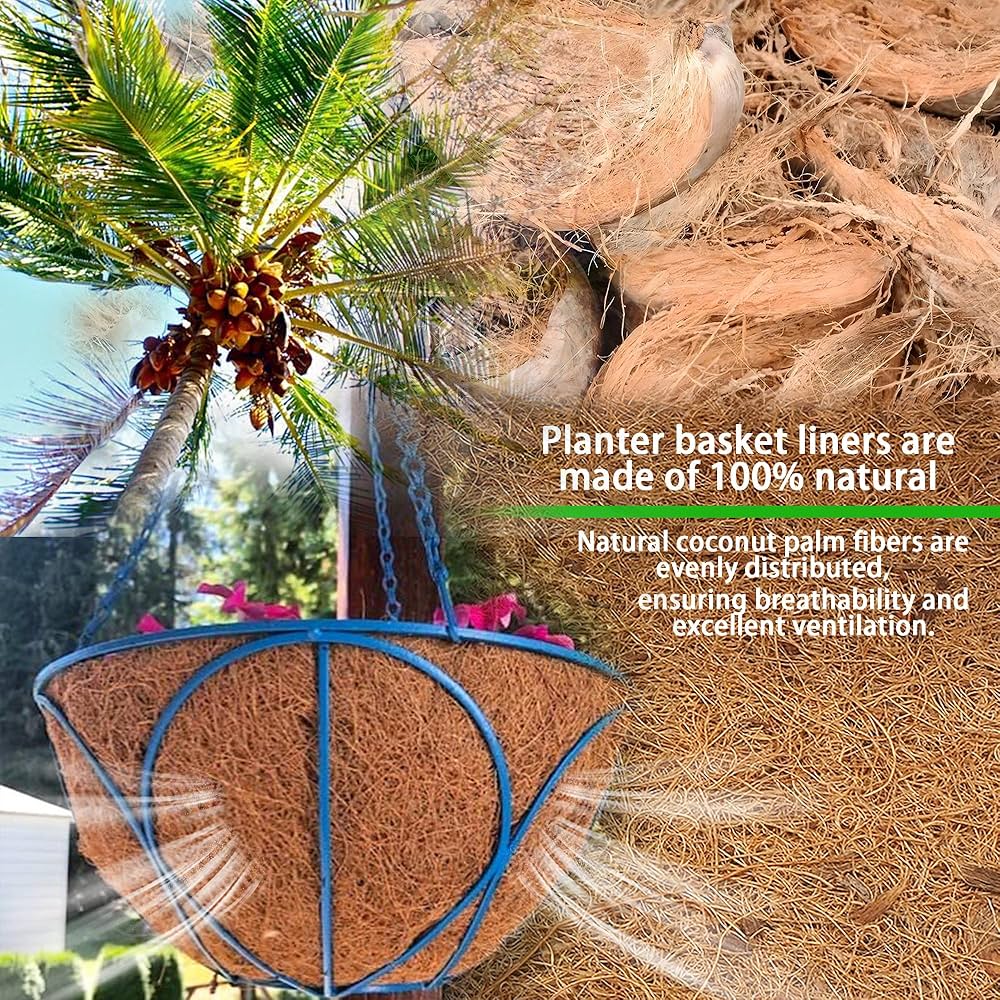 24" Hanging Basket Liners Natural Coco Fiber Replacement Window Box