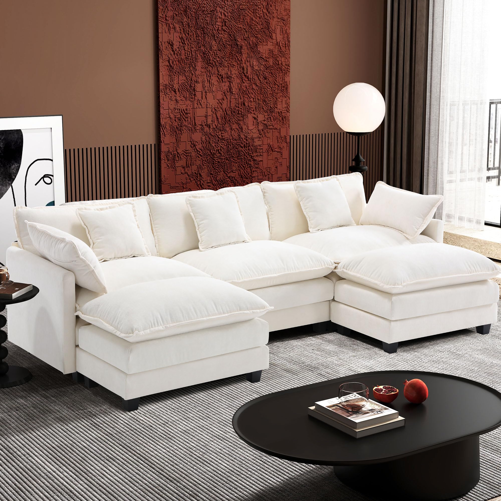 Ihanherry U Shaped Cloud Sectional in beige