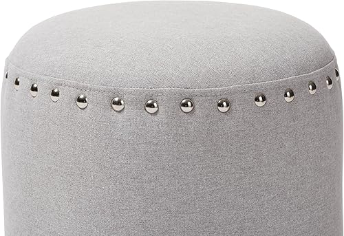 Miniatura 3 de Baxton Studio Emilie - Otomana tapizada de tela para uñas, color gris claro