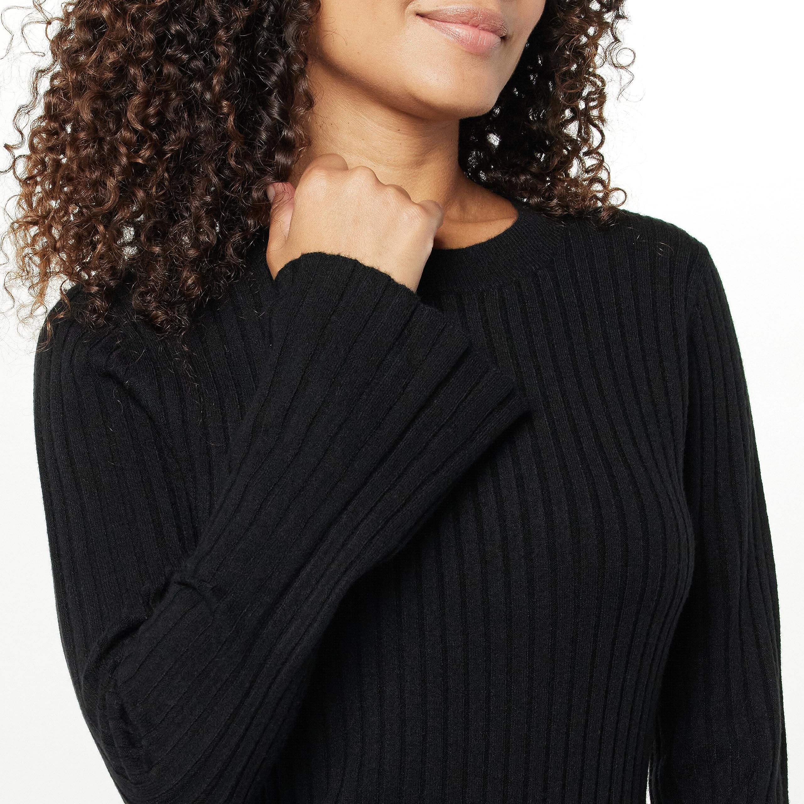 The Drop Vestito da Donna, Fernanda, in Maglia a Costine, con Maniche a Campana