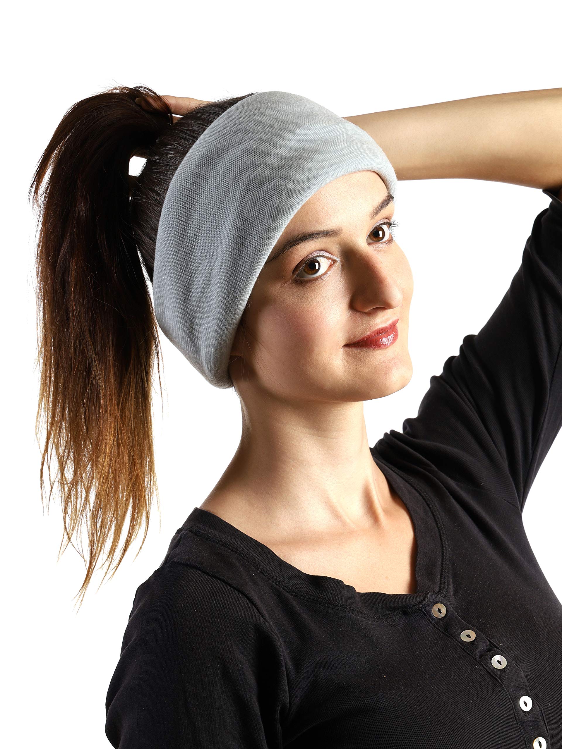 Pañuelo multifunción de 2 capas, 100% lana merino gris Talla única