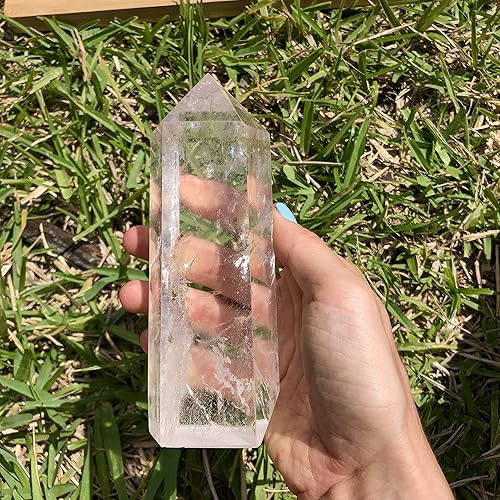 Miniatura 5 de Cuarzo transparente grande natural del Himalaya tibetano de alta altitud crudo de 6 lados de cristal de punta de cuarzo transparente. Punta de