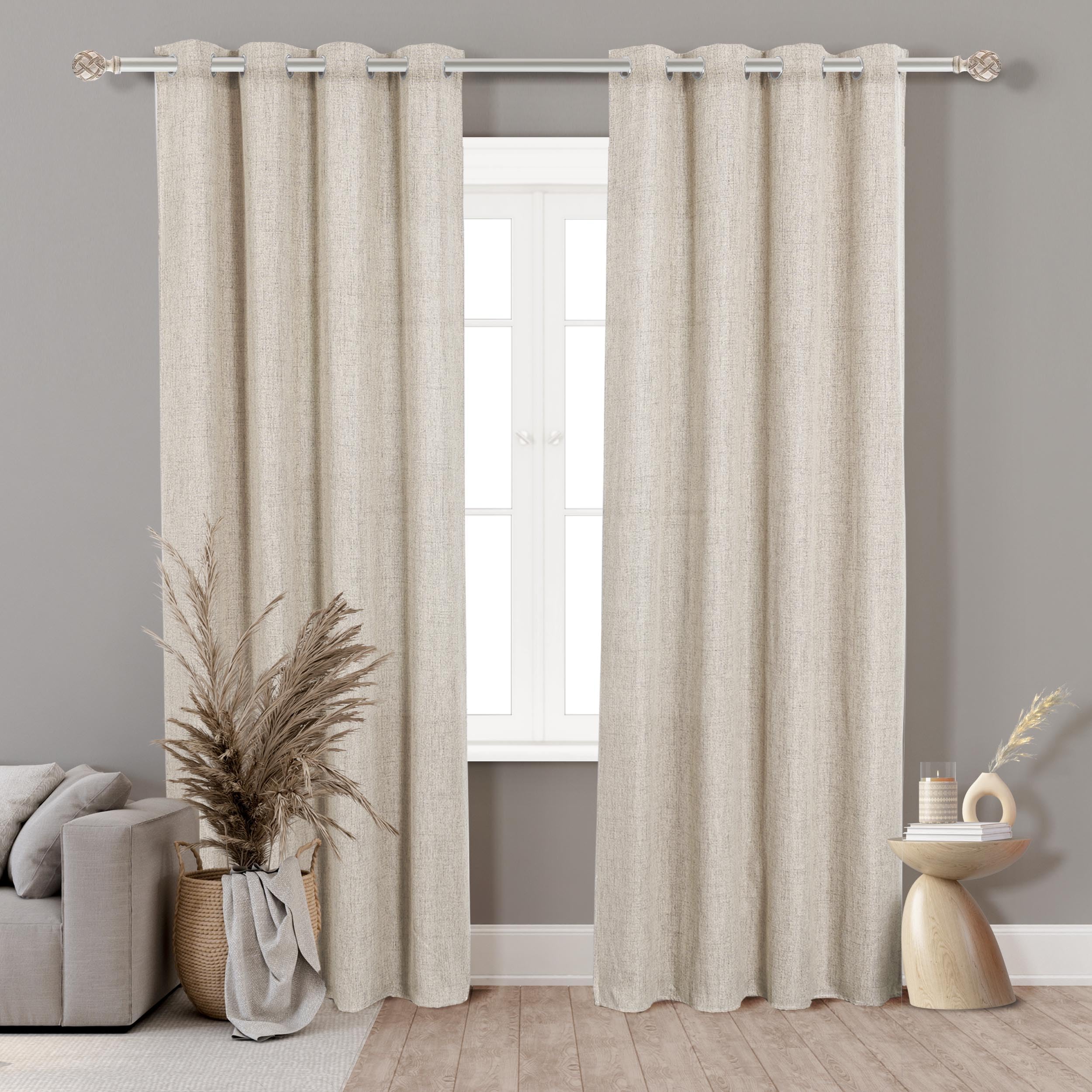 HOMEYA - Cortinas Semiopacas 140x260cm - Cortina Tacto parecido al Lino, Deja Pasar la luz - Cortinas para Salon, Dormitorio 2 Unidades (Taupe)