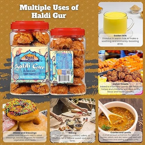 Miniatura 94 de Rani Masala Gur (Jaggery) Azúcar de caña sin refinar indio sin refinar, 17.5 oz (1.1 libras) tarro de PET de 17.64 oz ~ Apto para gluten Vegano