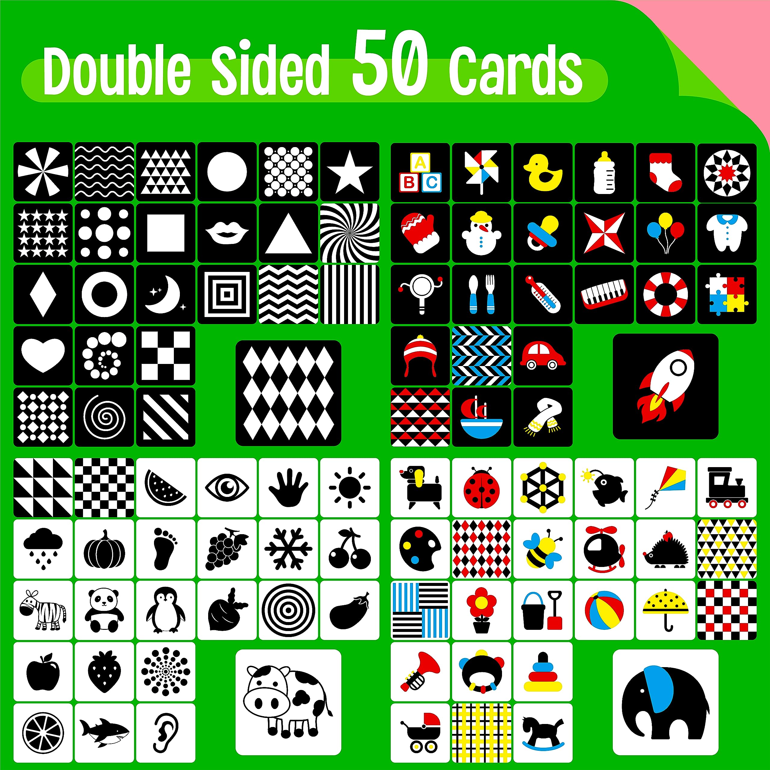 Newborn Visual Patterns Snapklik.com : 100 Pages Black White Colorful Baby Visual Stimulus ...