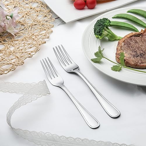 Miniatura 10 de KOOMADE EMPIRE - Juego de cubiertos de 40 piezas para 8 cena tenedor de ensalada cuchillo cuchara cucharadita cubiertos pulidos con espejo apto para