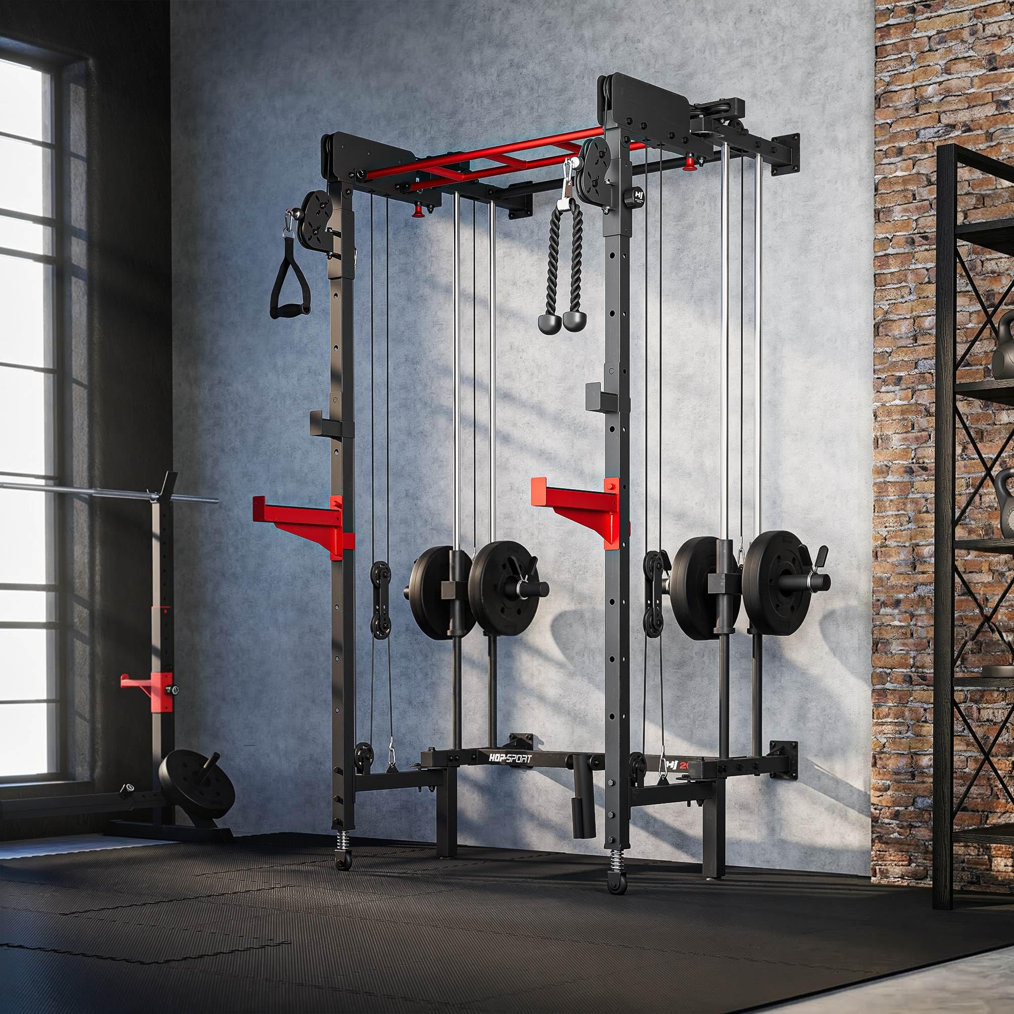 Hop-Sport HS-2070K Power Rack zur Wandmontage, 110x96x231 cm, 150 kg Belastbarkeit