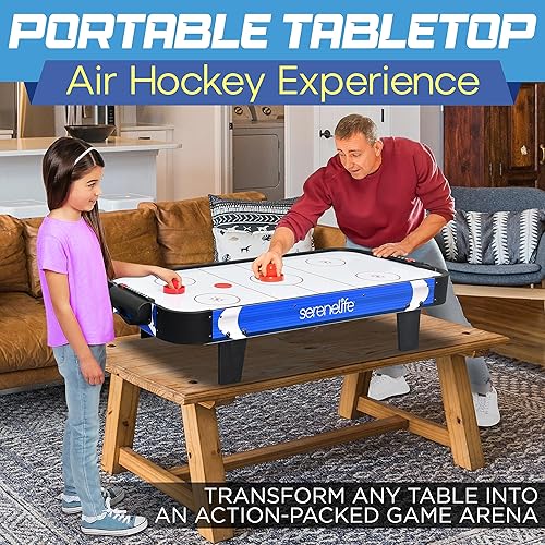 Miniatura 2 de SereneLife Mesa de juego de hockey de aire de 40 pulgadas, con motor de juego más rápido mejorado de 110 V, rastreador de puntuación integrado y