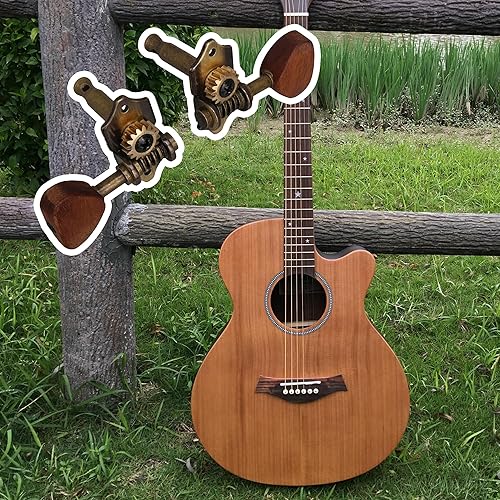 Miniatura 2 de Yibuy 6 clavijas de afinación de cuerda de guitarra acústica vintage, afinadores de guitarra 3R3L, aleación de zinc de bronce