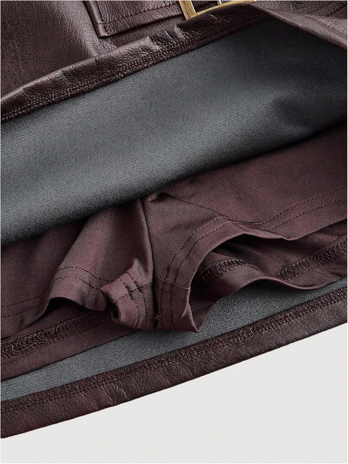 MakeMeChic Women's PU Leather Mini Skirt Buckle Bodycon Party Skirts Skort Clubwear - Image 4